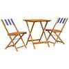 vidaXL 3-tlg. Bistro-Set Blau und Wei&szlig; Stoff und Massivholz