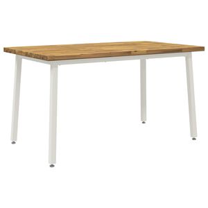 vidaXL 140 x 70 x 75 cm Massivholz Akazie Wei&szlig; Rechtwinklig