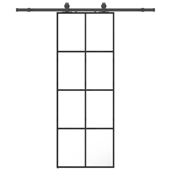 vidaXL Schiebet&uuml;r mit Beschlag Schwarz 76x205 cm ESG-Glas