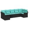 vidaXL Garten-Sofa-Set mit Speicher 7 pcs Schwarz Poly Rattan