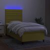 vidaXL Boxspringbett mit Matratze & LED Gr&uuml;n 100x200 cm Stoff