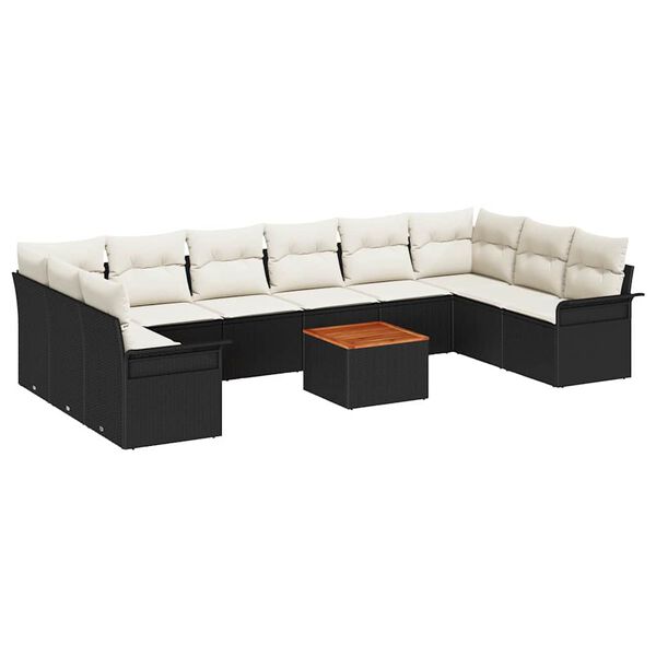 vidaXL Gartensofa-set mit Kissen 11 pcs Schwarz Poly-Rattan
