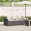 vidaXL Gartensofa mit Kissen 3-Sitzer Schwarz Poly Rattan
