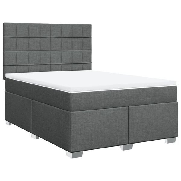 vidaXL Boxspringbett mit Matratze Dunkelgrau 140x190 cm Stoff