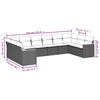 vidaXL 10-teiliges Gartensofa-Set mit Kissen, schwarzes Polyrattan