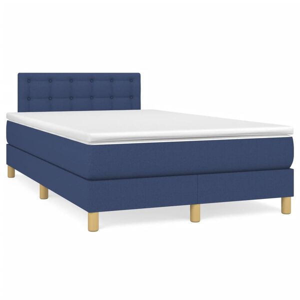 vidaXL Boxspringbett mit Matratze Blau 120x190 cm Stoff