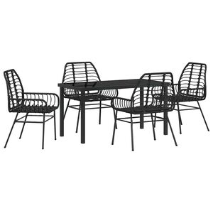 vidaXL Garten Essgruppe 5 pcs Schwarz Poly-Rattan