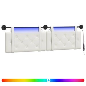 vidaXL H&auml;ngendes Kopfteil Mit LED Licht Wei&szlig; Kunstleder