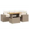 vidaXL 5-tlg. Garten-Sofagarnitur mit Kissen Beige Poly Rattan
