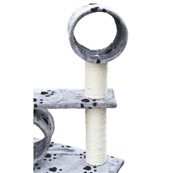 vidaXL Kratzbaum Deluxe 230-260 cm Grau mit Pfoten-Muster