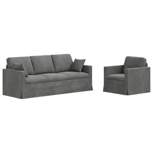 vidaXL Sofa 2 pcs Dunkelgrau 198 x 78 x 80 cm Samt