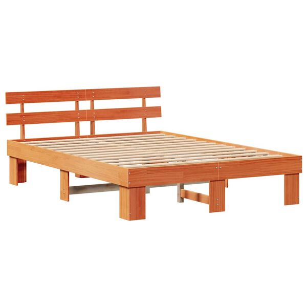 vidaXL Bettrahmen Wachsbraun 160 x 200 cm Massives Kiefernholz