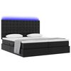 vidaXL Bett mit LED-Lichtleisten mit Kopfteil Schwarz 200 x 200 cm PVC