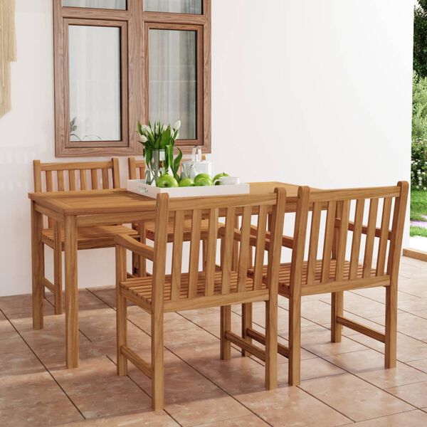 vidaXL 5-teiliges Garten-Ess-Set 160 x 80 cm Massivholz Teak