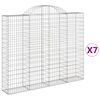 vidaXL Gabionen mit Hochbogen 7 Stk. 200x30x160/180cm Verzinktes Eisen