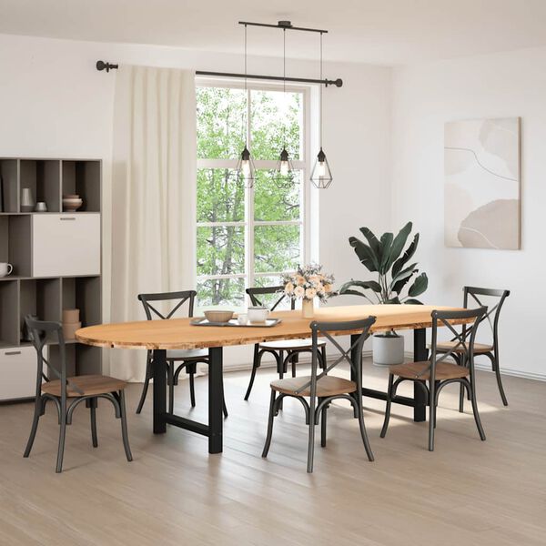 vidaXL Esstisch Hellbraun 320x120x74 cm Massivholz Eiche Oval