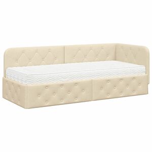 vidaXL Eckbettgestell Creme 80 x 200 cm Stoff