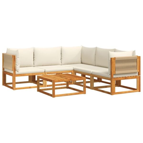 vidaXL 6-tlg. Gartensofa-Set mit Kissen Holz Akazie & Seil