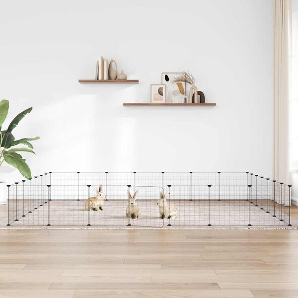 vidaXL 28-tlg. Haustierkäfig mit Tür Schwarz 35x35 cm Stahl