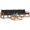 vidaXL Outdoor-Sofagarnitur mit Kissen 5 pcs Nat&uuml;rlich und Schwarz
