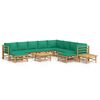 vidaXL 12-tlg. Garten-Lounge-Set mit Gr&uuml;nen Kissen Bambus