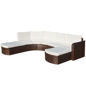 vidaXL 4-tlg. Garten-Lounge-Set mit Auflagen Poly Rattan Braun