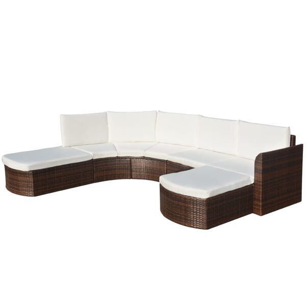 vidaXL 4-tlg. Garten-Lounge-Set mit Auflagen Poly Rattan Braun