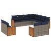 vidaXL 11-teiliges Gartensofa-Set mit Kissen, grau, Polyrattan