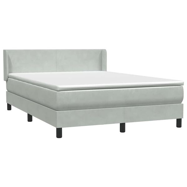 vidaXL Boxspringbett mit Matratze Hellgrau 140x220 cm Samt