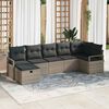 vidaXL Sofa Set mit Kissen mit Speicher 7 pcs Grau Poly-Rattan