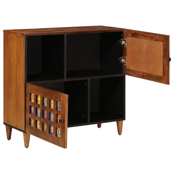 vidaXL Sideboard mit Speicher Walnuss 80 x 33 x 75 cm Massivholz Mango