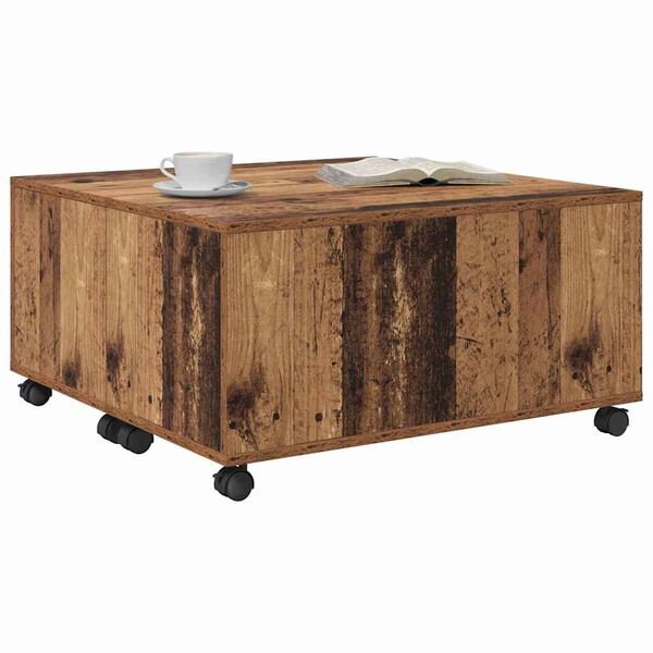 vidaXL Couchtisch mit Schubladen Altholz 75 x 75 x 38 cm Holzwerkstoff