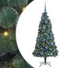 vidaXL K&uuml;nstlicher vorbeleuchteter Weihnachtsbaum mit Kugelset Gr&uuml;n