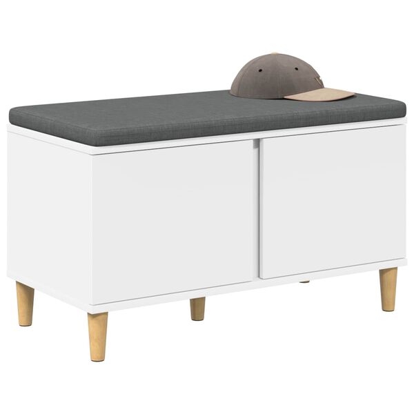vidaXL Flurbank mit Kissen mit Speicher mit T&uuml;r Wei&szlig; 60 x 38 x 46 cm