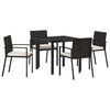 vidaXL Garten Essgruppe 5 pcs Schwarz Pulverbeschichteter Stahl