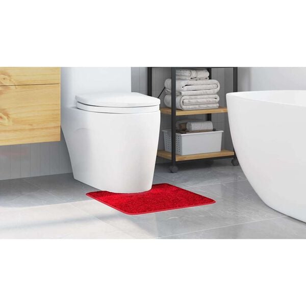 vidaXL Rutschfeste Badematte mit Toilettenausschnitt Rot 50 x 50 cm PP