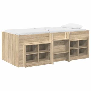 vidaXL Loft Bettgestell mit Schrank 3 stk. Sonoma-Eiche Holzwerkstoff