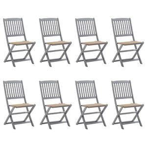 vidaXL Klappbare Gartenst&uuml;hle 8 Stk. mit Kissen Massivholz Akazie