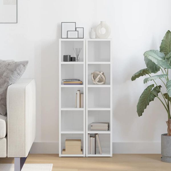 vidaXL CD-Regale 2 Stk. Hochglanz-Wei&szlig; 21x16x93,5 cm Holzwerkstoff