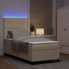 vidaXL Boxspringbett mit Matratze mit LED Creme 90 x 190 cm Stoff