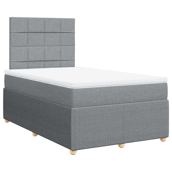 vidaXL Boxspringbett mit Matratze Hellgrau 120x200 cm Stoff