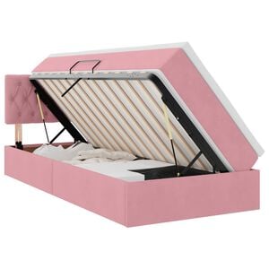 vidaXL LED-Speicherbett mit Matratze Rosa 90 x 190 cm Samt