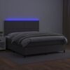 vidaXL Boxspringbett mit Matratze & LED Grau 160x200 cm Kunstleder