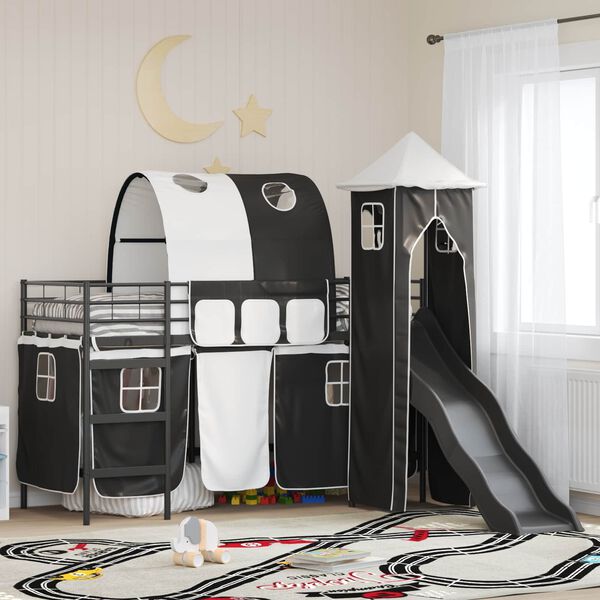vidaXL Kinderloftbett Schwarz 100 x 190 cm Metall