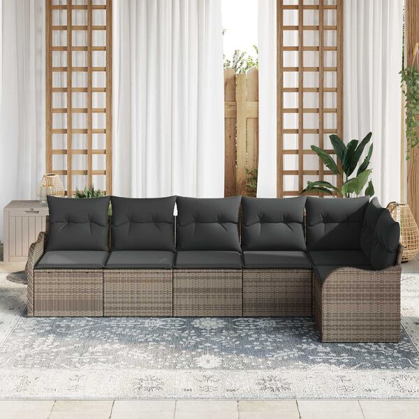 vidaXL Gartensofa-set Grau Poly-Rattan