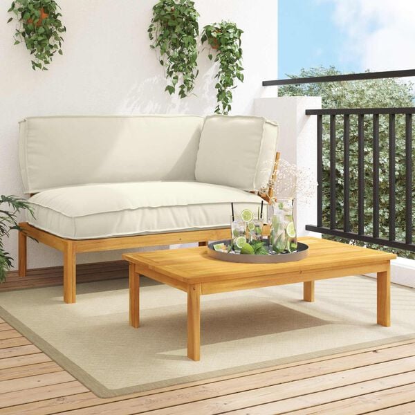 vidaXL Sofa Set mit Kissen Uni 2 pcs Creme Massivholz Akazie