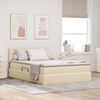 vidaXL Bett mit Stauraum und LED mit Matratze Creme 140 x 200 cm Stoff
