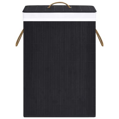 vidaXL Bambus-Wäschekorb mit 2 Fächern Schwarz 72 L