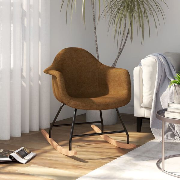 vidaXL Schaukelstuhl Braun Stoff