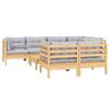 vidaXL 8-tlg. Garten-Lounge-Set mit Grauen Kissen Kiefer Massivholz